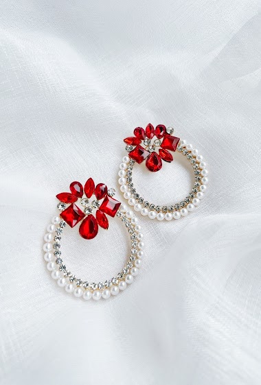 Großhändler D Bijoux - Crystal and pearl earrings
