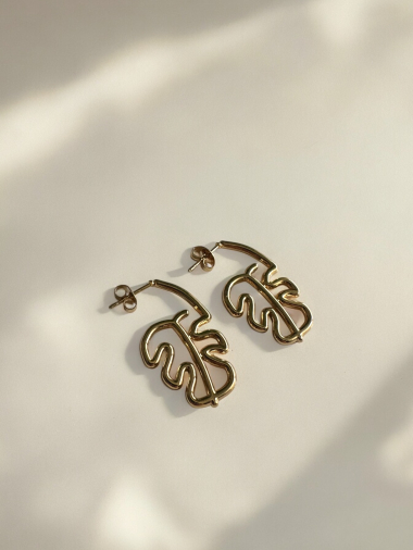 Wholesaler D Bijoux - Stainless steel leef earrings