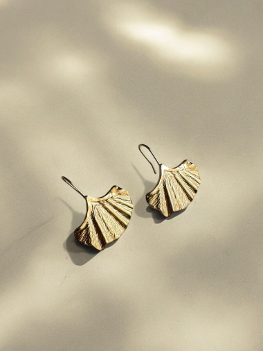 Wholesaler D Bijoux - Ginkgo leaf earrings stainless steel