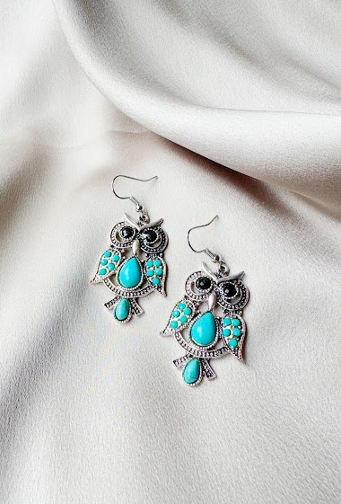 Wholesalers D Bijoux - Owl earrings metal colored bohemian