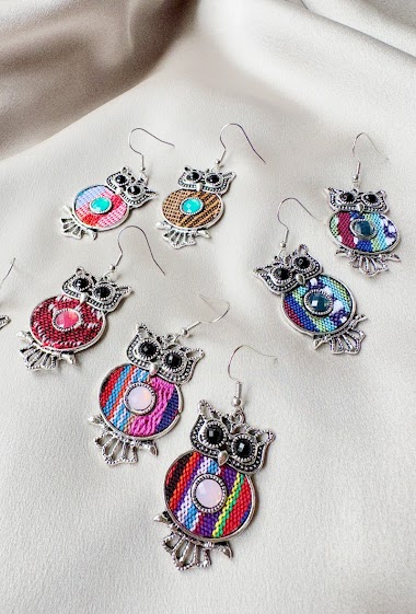 Wholesalers D Bijoux - Owl earrings metal colored bohemian