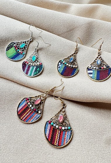 Wholesalers D Bijoux - Metal earrings fabrics colored