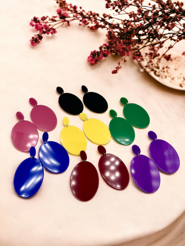 Wholesaler D Bijoux - Oval plastic earrings