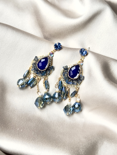 Grossiste D Bijoux - Boucles d'oreilles pendantes avec perles de verres