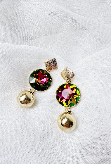 Grossiste D Bijoux - Boucles d'oreilles pendantes cristal de verre