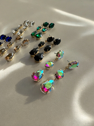 Grossiste D Bijoux - Boucles d'oreilles pendantes cristal
