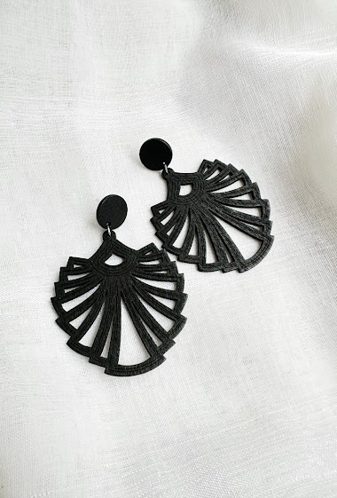 Wholesaler D Bijoux - Wood engraving pendant earrings