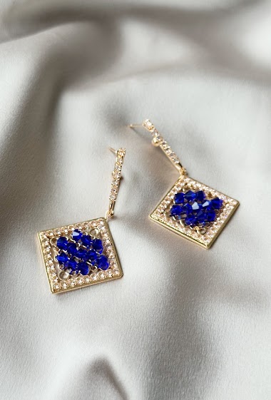 Großhändler D Bijoux - Crystal pearl dangling earrings