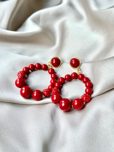 Grossiste D Bijoux - Boucles d'oreilles pendantes perles et strass
