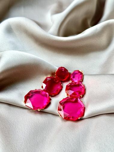 Wholesaler D Bijoux - Colorful transparent dangling earrings