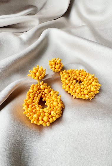Grossiste D Bijoux - Boucles d'oreilles perles brodées à la main