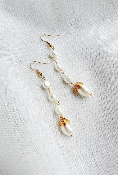 Großhändler D Bijoux - Handmade cultured pearl earrings
