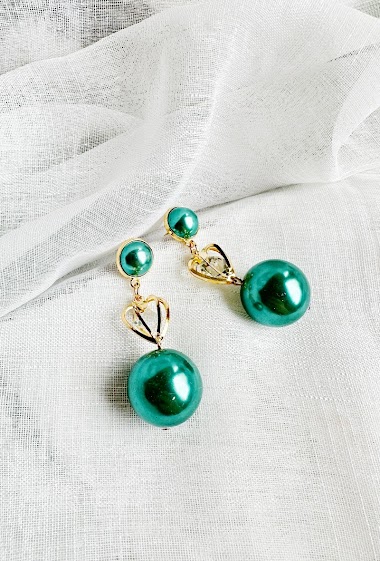 Wholesaler D Bijoux - Pearl and heart earrings