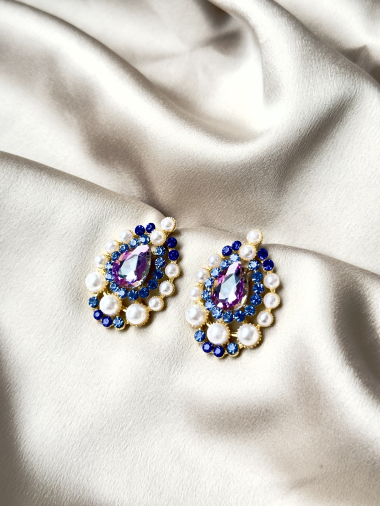 Wholesaler D Bijoux - Pearl and rhinestone earrings