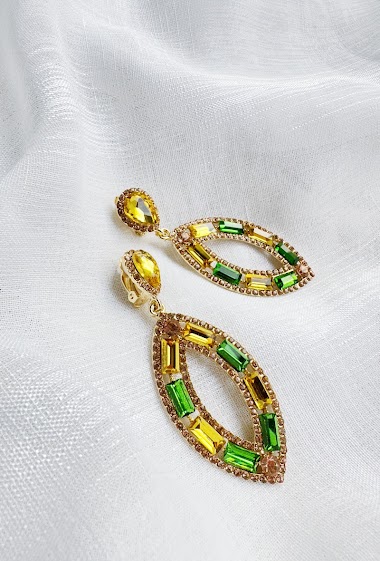 Großhändler D Bijoux - Dangling rhinestone clip-on earrings