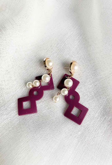 Großhändler D Bijoux - Colored plastic earrings with pearl