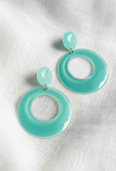Wholesaler D Bijoux - Plastic earrings, round, coloured