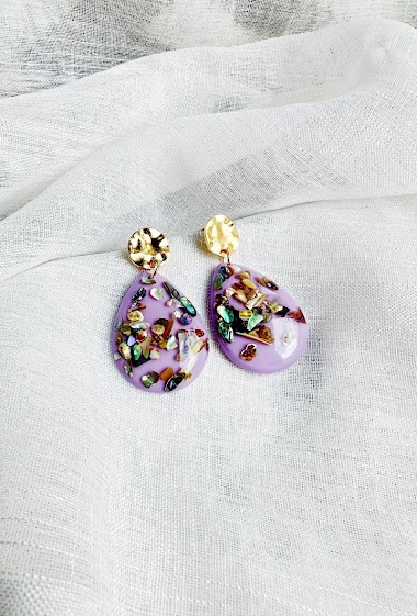 Wholesaler D Bijoux - Mother of pearl resin earrings