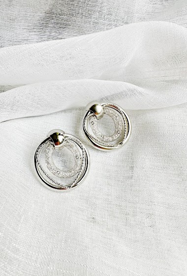 Großhändler D Bijoux - Earrings round heart beads crystal