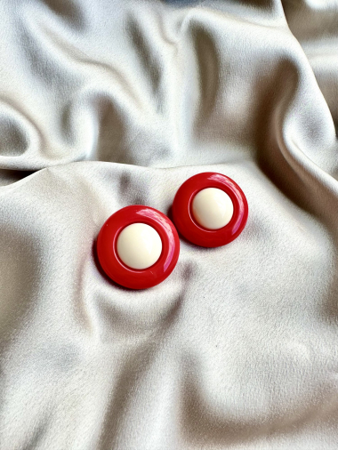 Wholesaler D Bijoux - Round colored plastic earrings