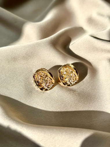 Grossiste D Bijoux - Boucles d'oreilles rondes texturées métal