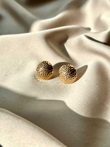 Grossiste D Bijoux - Boucles d'oreilles rondes texturées métal