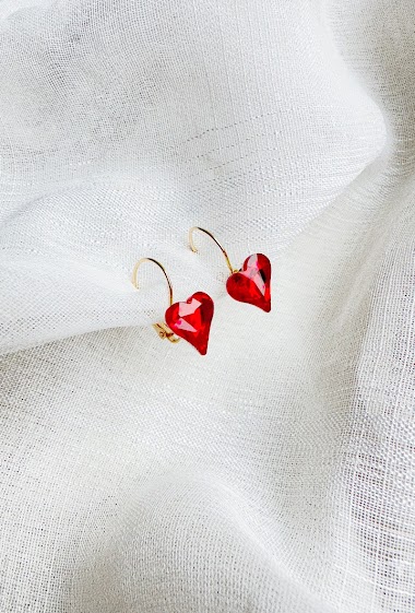 Wholesaler D Bijoux - Heart rhinestone earrings