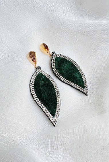 Wholesaler D Bijoux - Velvet and rhinestone earrings