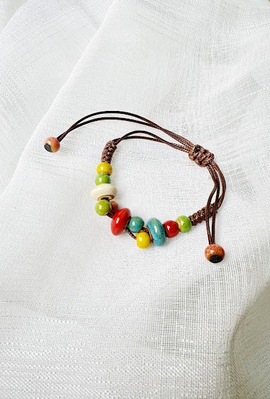 Wholesaler D Bijoux - Cord bracelet with ceramic beads