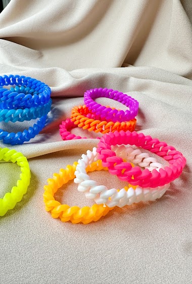 Wholesalers D Bijoux - Elastic rubber bracelet colored fluo
