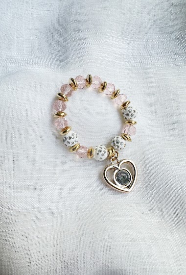 Grossiste D Bijoux - Bracelet enfant perles et coeur