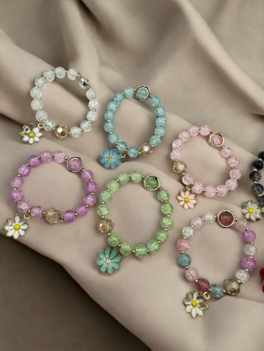 Grossiste D Bijoux - Bracelet enfant perles fleurs