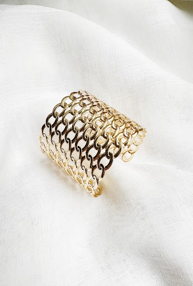 Großhändler D Bijoux - Metal cuff bracelet chain link pattern