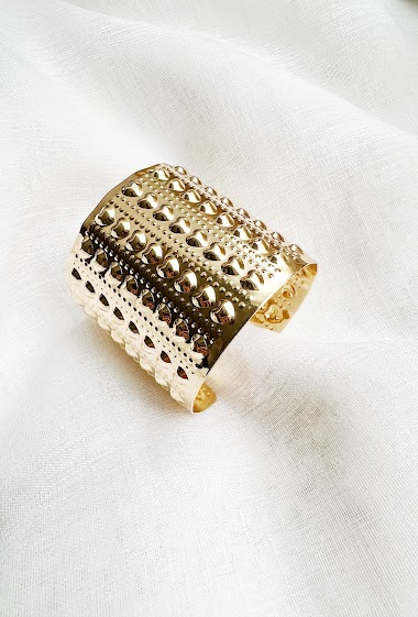 Großhändler D Bijoux - Metal cuff bracelet heart pattern