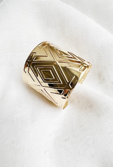 Großhändler D Bijoux - Metal cuff bracelet geometric pattern