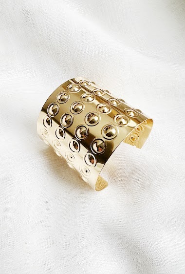 Großhändler D Bijoux - Metal cuff bracelet with dot pattern