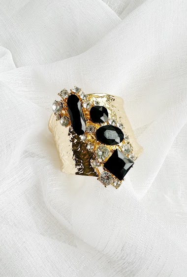 Grossiste D Bijoux - Bracelet manchette métal strass cristal