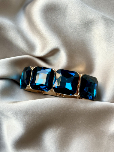 Grossiste D Bijoux - Bracelet métal strass élastique