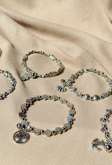 Wholesalers D Bijoux - Pearls bracelet Tree of life, anchor, owl, shell, elephant