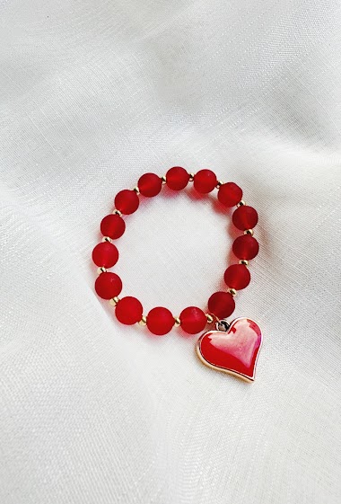 Wholesaler D Bijoux - Pearl and heart bracelet
