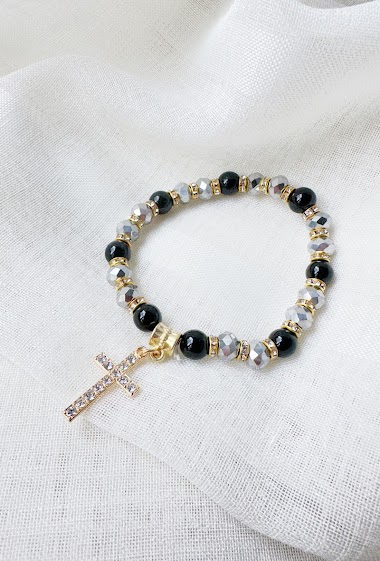 Grossiste D Bijoux - Bracelet perles et croix