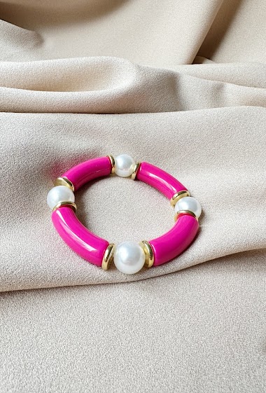 Wholesaler D Bijoux - Pearl and resin bracelet