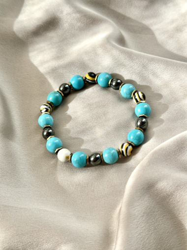 Grossiste D Bijoux - Bracelet perles pierres, turquoise, hématite
