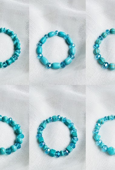 Grossiste D Bijoux - Bracelet perles turquoise et cristal