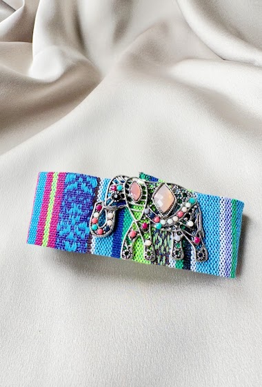 Wholesaler D Bijoux - Bracelet fabric colored elephant beads ethnic