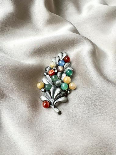 Wholesaler D Bijoux - Tree brooch and natural stone beads