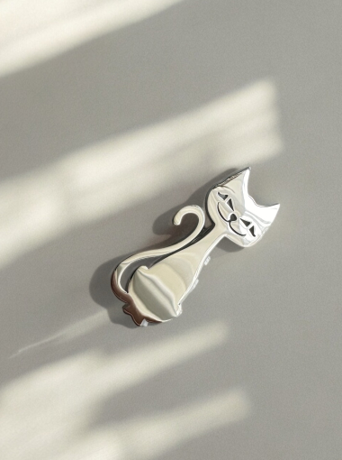 Wholesaler D Bijoux - Stainless steel cat brooch