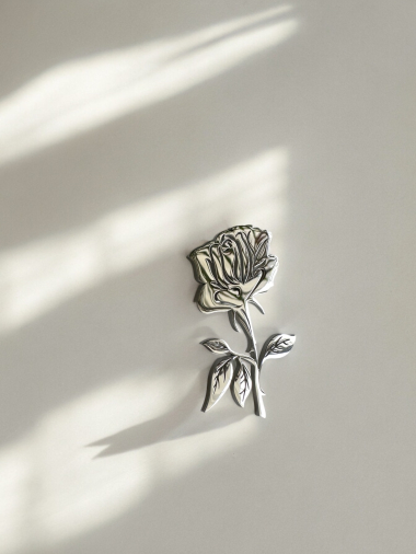 Grossiste D Bijoux - Broche fleur acier inoxydable