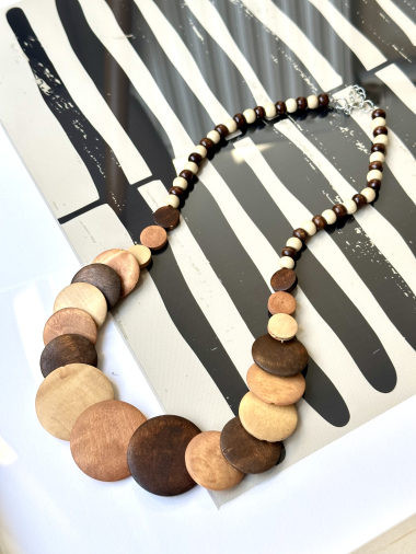 Wholesaler D Bijoux - Natural wood necklace and ethnic style cord