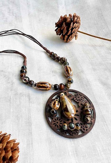 Großhändler D Bijoux - Ceramic and wood necklace